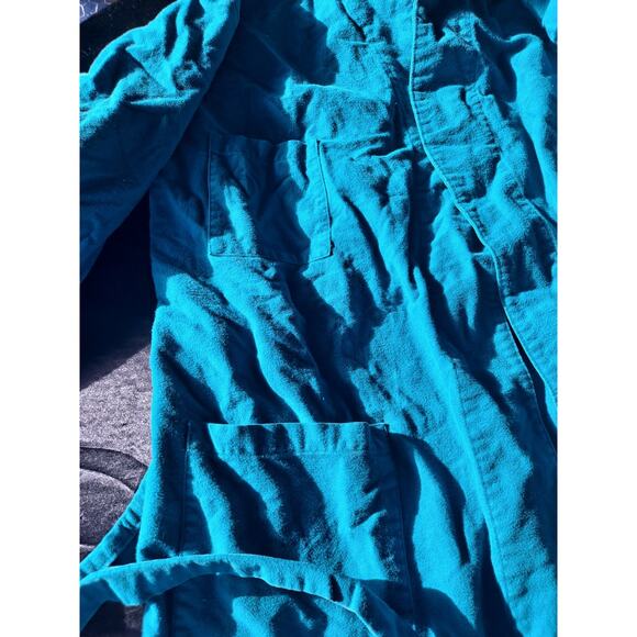 LL Bean Robe Mens M Blue Chamois Heavy Flannel Bath Sleepwear Tie Waist Lounge - Picture 3 of 5